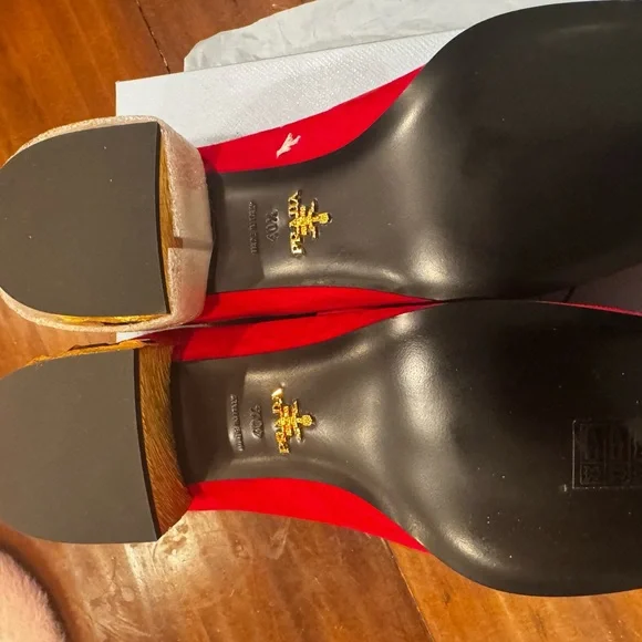 BNIB Prada Red Suede Loafers with ruby red rhinestone accents! - Picture 2 of 3
